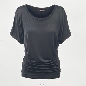 Made by Johnny Black Top w/Ruched Sides NWT Size L